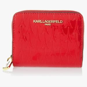Brand New KARL LAGERFELD MAYBELLE SLG SMALL WALLET CRIMSON RED